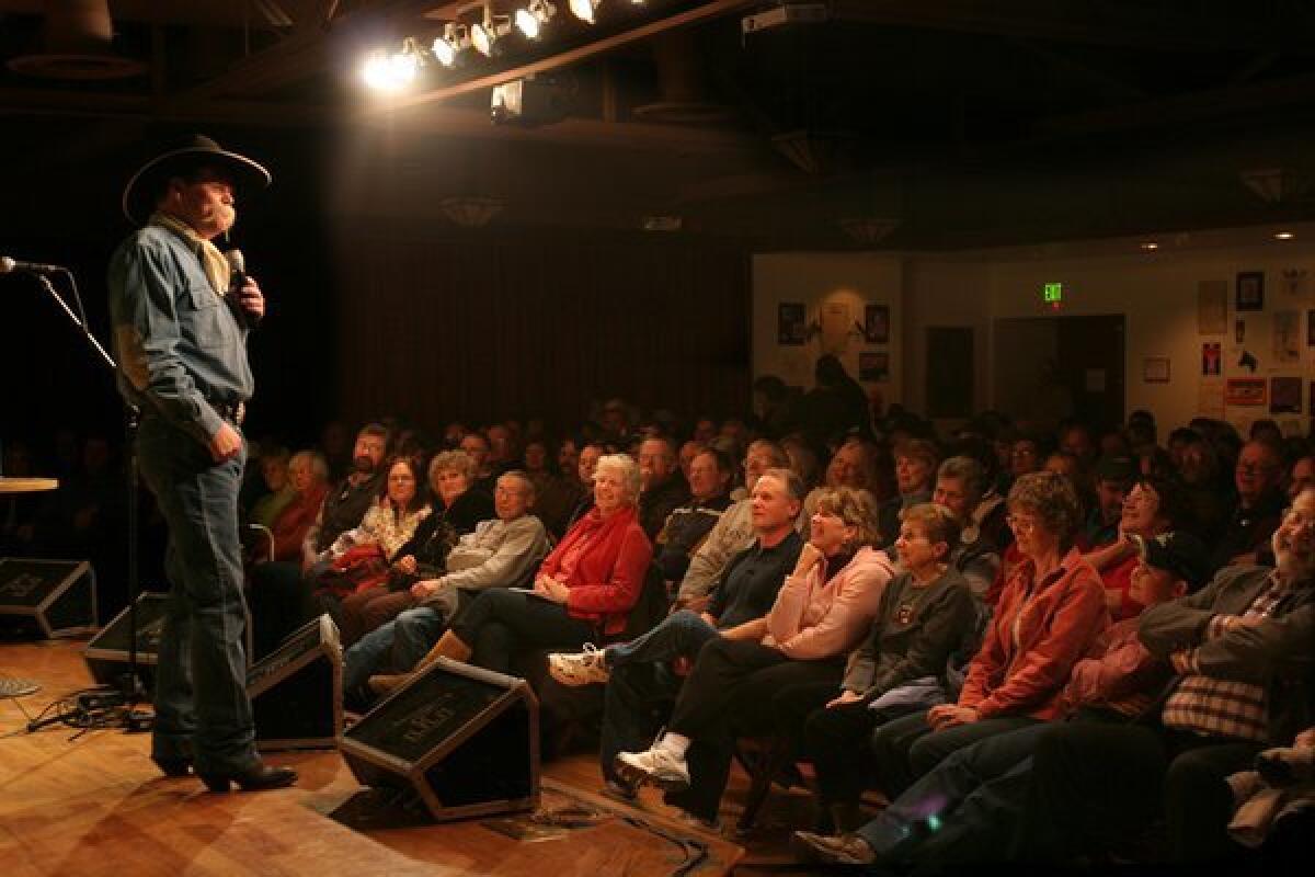 Poet Waddie Mitchell performs at the 2009 National Cowboy Poetry Gathering in Elko, Nev.