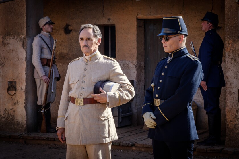Mark Rylance, left, and Johnny Depp in "Waiting for the Barbarians."