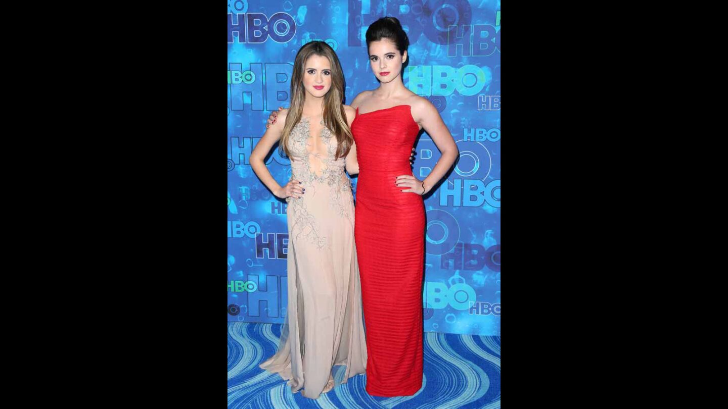 Actresses Laura Marano, left, and Vanessa Marano attend HBO's Emmys after-party.