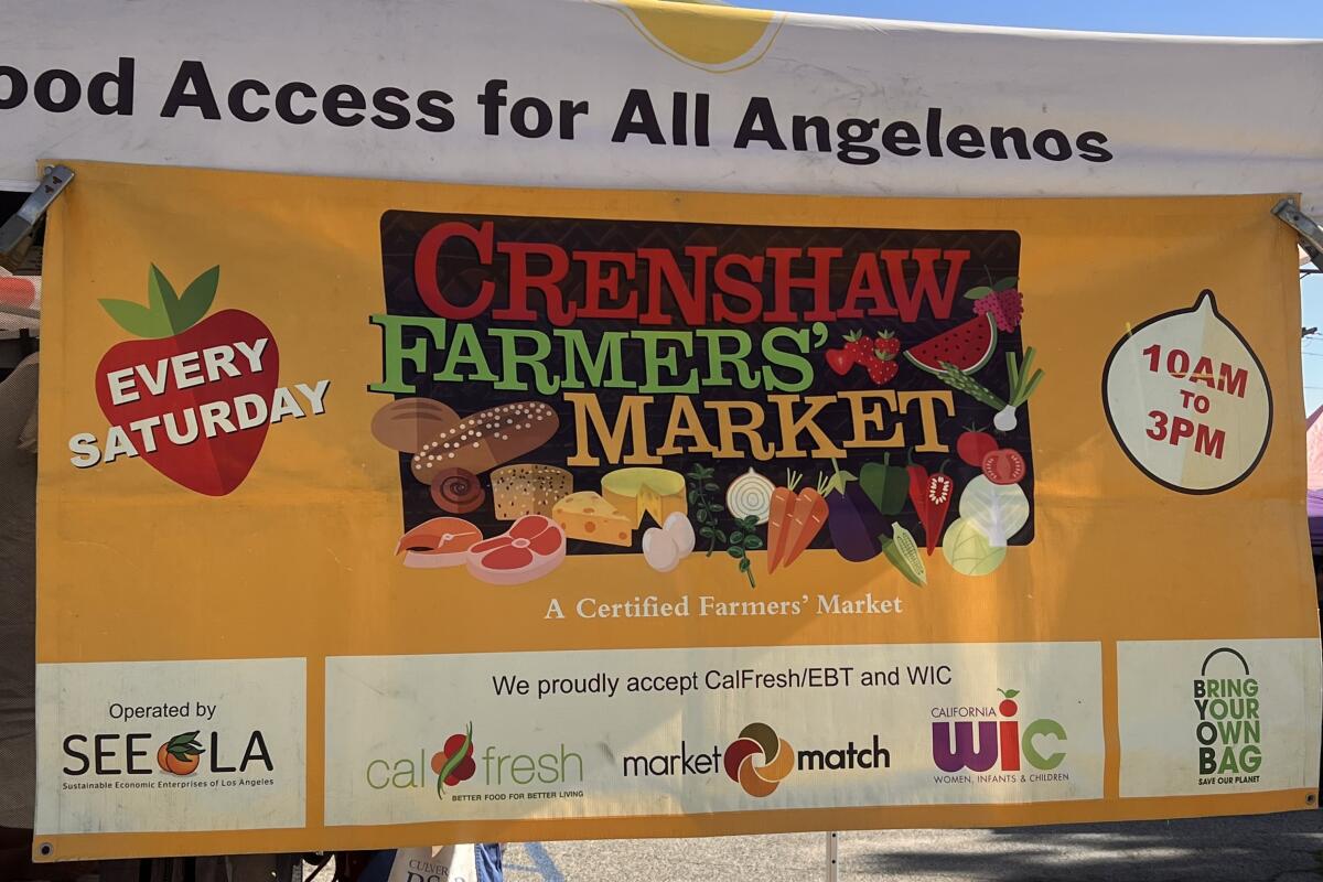 Banner sign for the Crenshaw Farmers Market