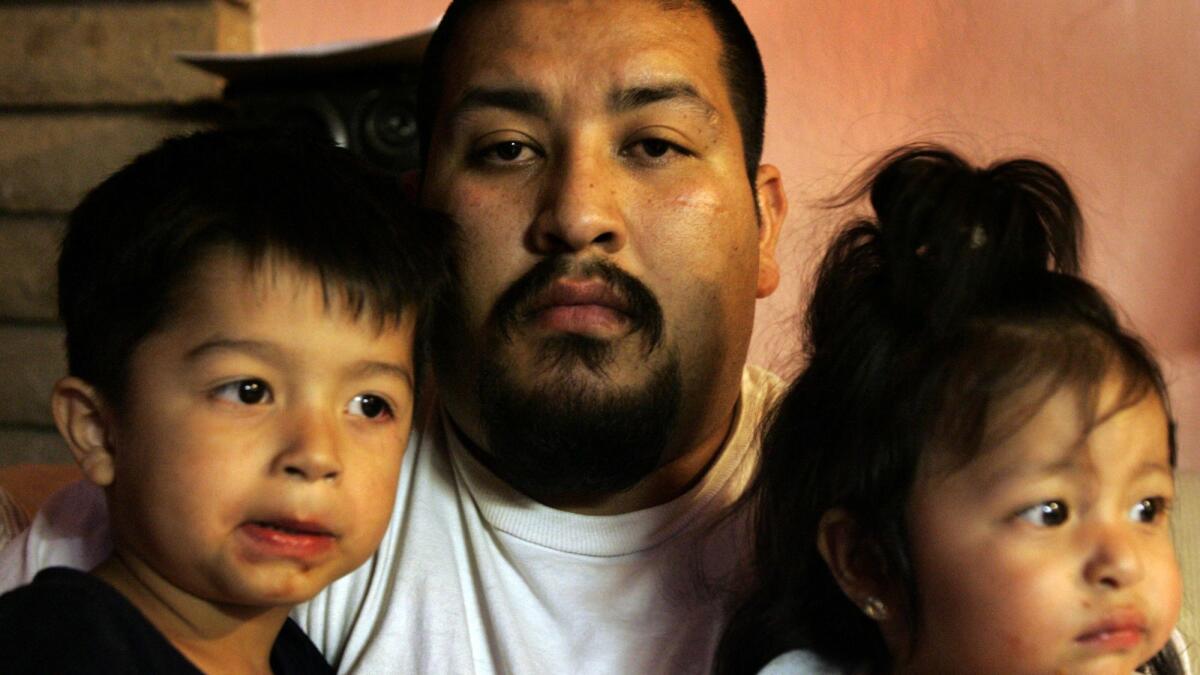 Edmundo Rodriguez Jr., the son of Edith Isabel Rodriguez, and her grandchildren, Edmundo Rodriguez III, 3, and Olivia Lizette Rodriguez, 1, photographed on May 14, 2007.