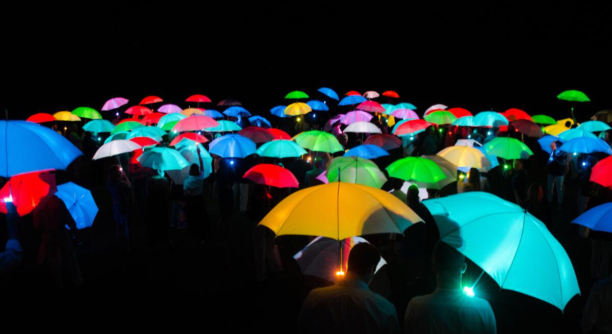 Many umbrellas of different colors