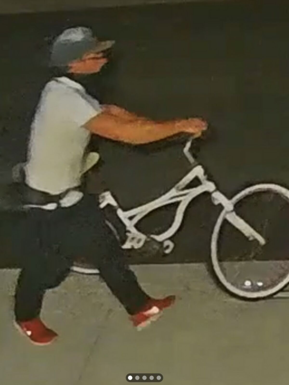 An image from surveillance video shows a man suspected of being a bike thief in La Jolla's Lower Hermosa and Bird Rock.