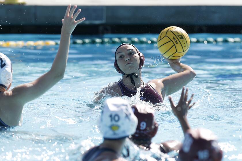Laguna BeachOs Emma Lineback competes against Newport Harbor during the first half in the CIF Southern California Regional Division I semifinals on Saturday at Segerstrom High in Santa Ana.