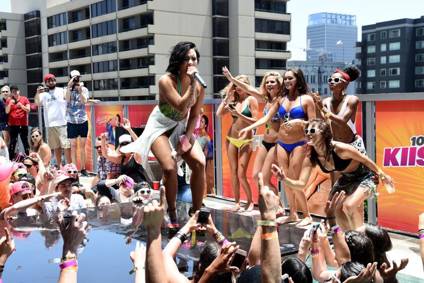 Demi Lovato at 102.7 KIIS-FM's "Cool for the Summer" pool party at the WaterMarke Tower in Los Angeles on Sunday.