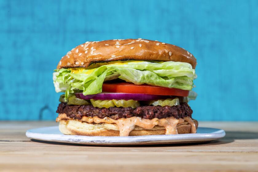 Mariah Tauger  Los Angeles Times The Plant-based Burger With Spicy Special Sauce. A serving for four uses 12 ounces of Impossible burger meat.