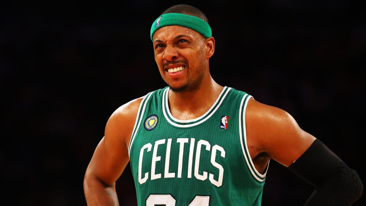 Paul Pierce spent 15 seasons with the Boston Celtics, leading the team to a pair of NBA Finals appearances, including the 2008 championship.
