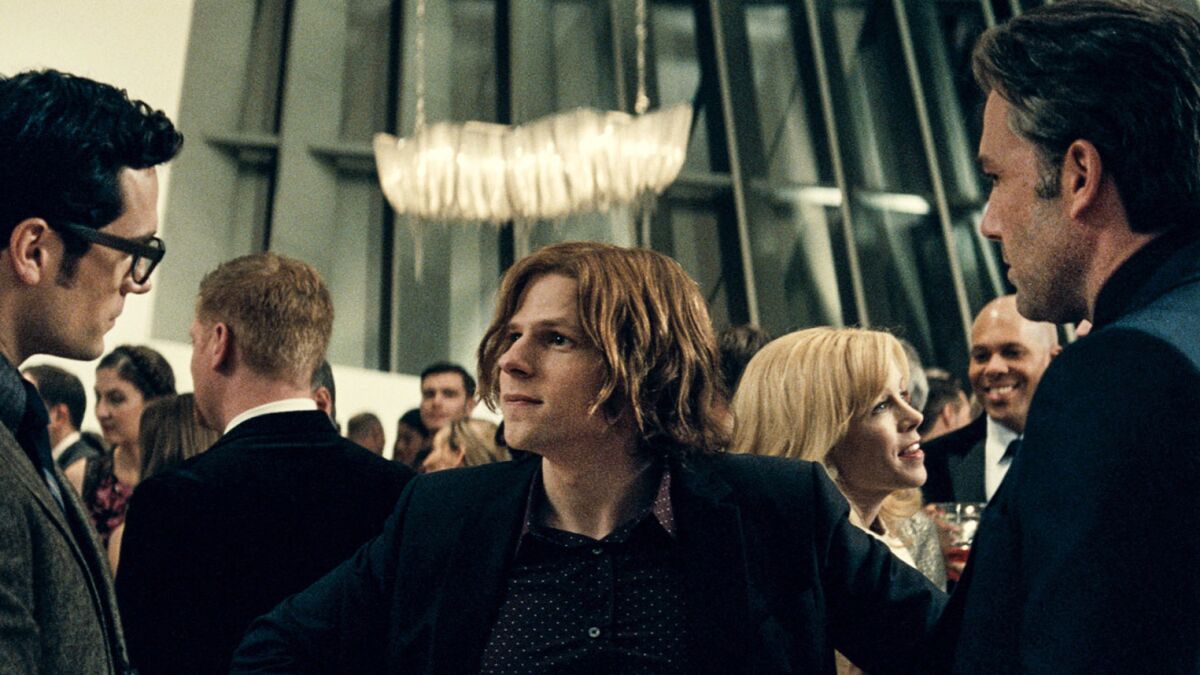 Movie Sneaks: A 'super-scary' Jesse Eisenberg? Meet the new Lex Luthor  (with hair) in 'Batman v Superman' - Los Angeles Times