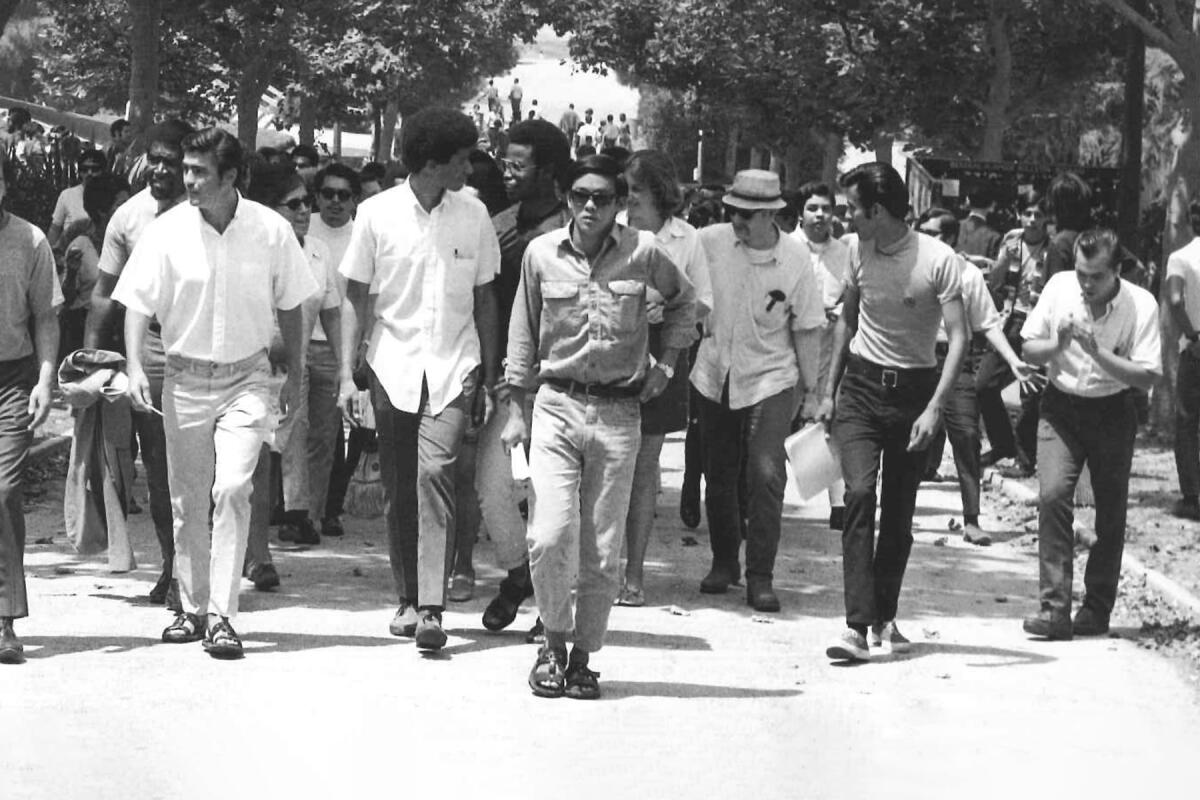 Morgan Chu, center, joins marchers in support of the formation of the UCLA ethnic studies centers in 1969.