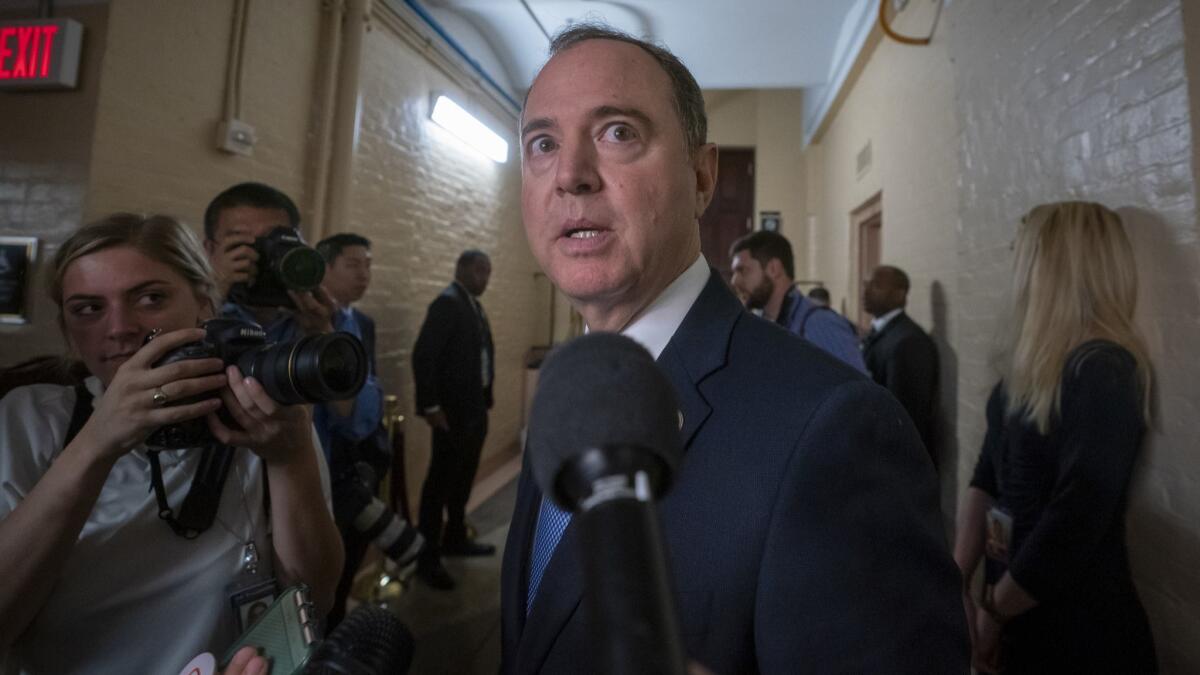 House Intelligence Committee Chairman Adam B. Schiff (D-Burbank) speaks to reporters at the Capitol in Washington.