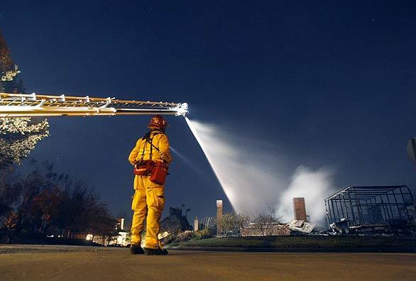 Orange County fires - extension ladder