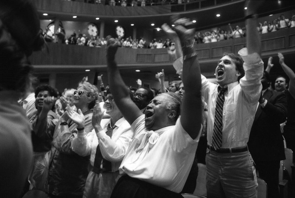 July 6, 1986: Church of the Open Door congregation in Los Angeles cheering Dr. Gene Scott.
