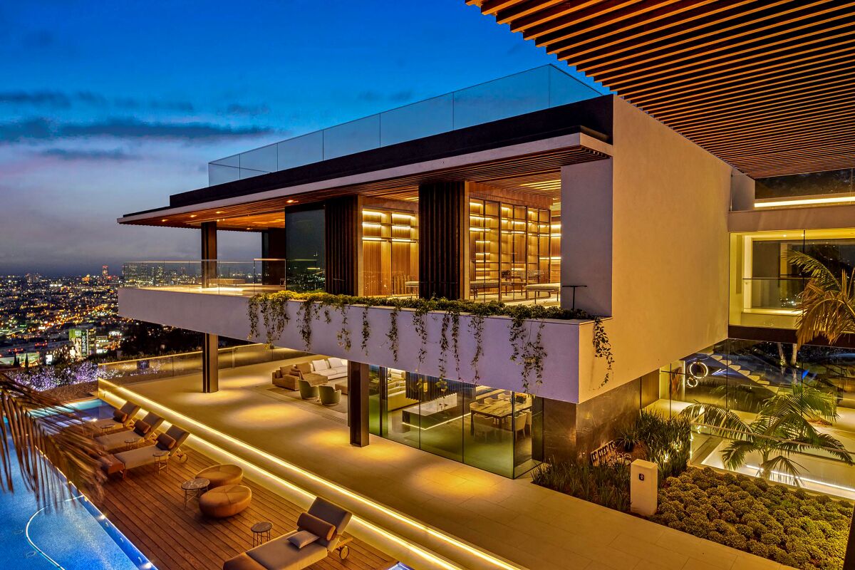 At 20,058 square feet, the contemporary showplace is among the largest homes in the Hollywood Hills.