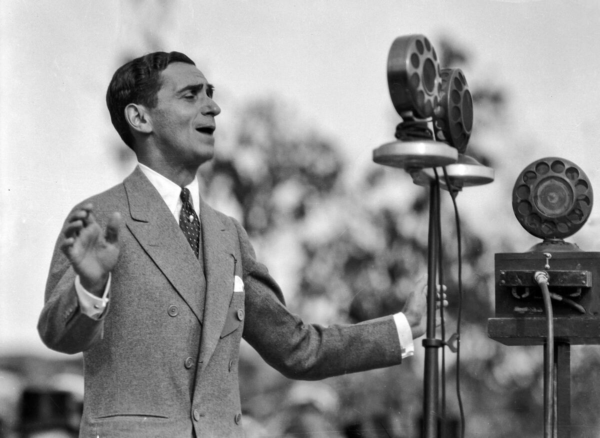 April 26, 1928: Irving Berlin sings at Los Angeles City Hall dedication ceremonies.