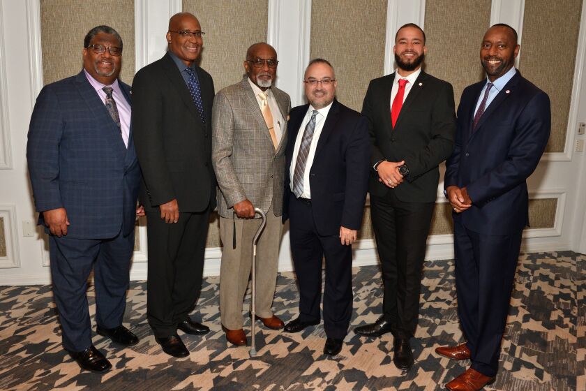 Larry Reed (ULSDC incoming board chair), Ray King (ULSDC president), Cecil Steppe (past ULSDC president), Gustavo Bidart (ULSDC outgoing board chair), Cody Littleton (ULSDC Young Professionals VP), Al Abdallah (ULSDC VP/COO)