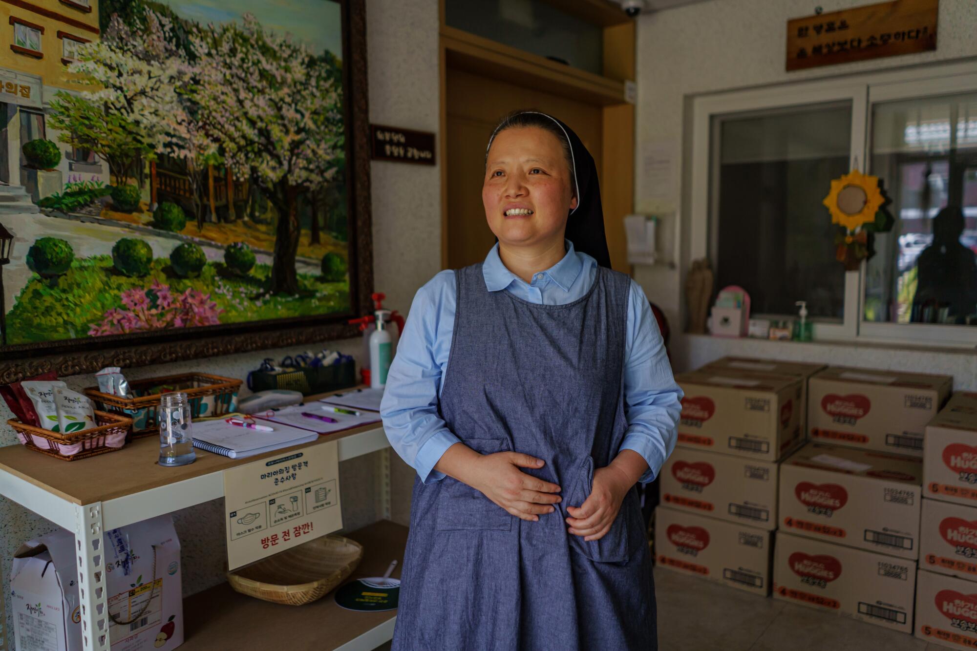 Martha Park, a nun, at Mary's Home, a shelter for pregnant girls and women in Chuncheon.