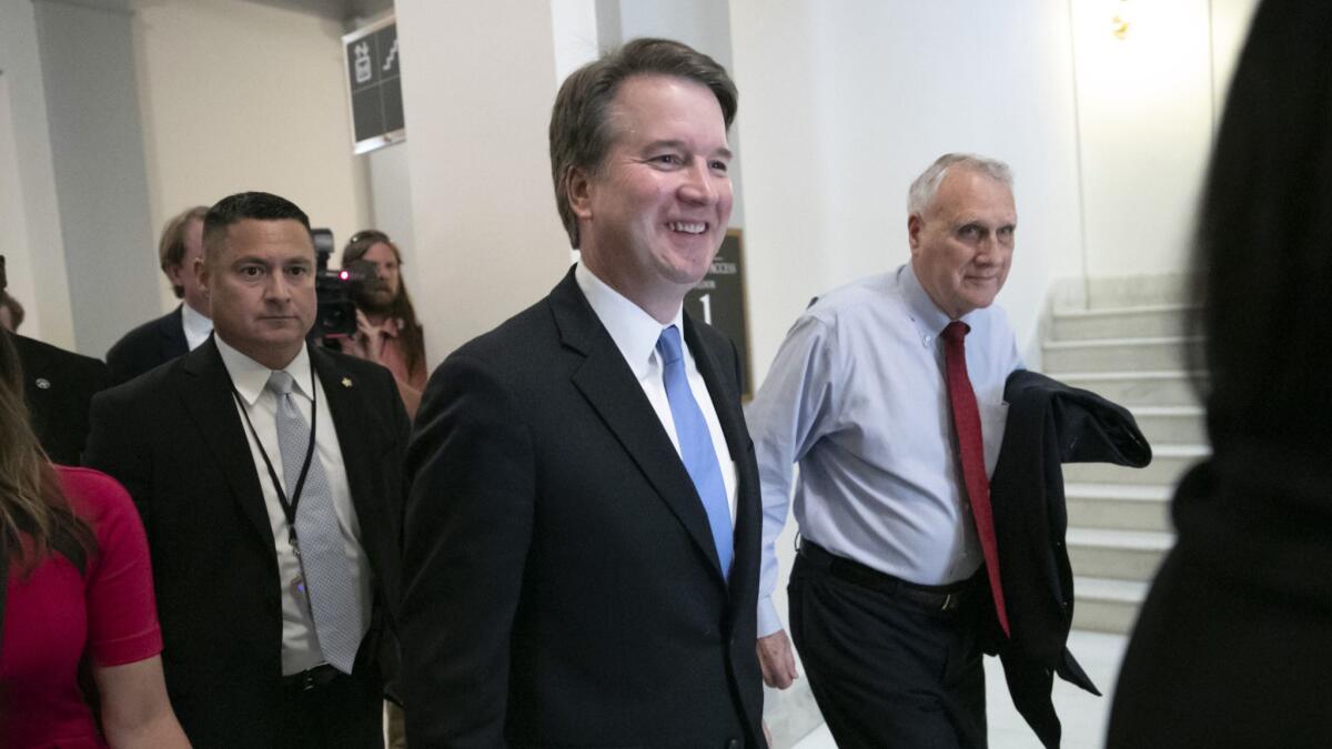 President Trump's Supreme Court nominee, Judge Brett Kavanaugh, has signaled in private meetings with Senate Democrats that he is skeptical of some of the legal claims being asserted in the latest GOP-led effort to overturn Obamacare.