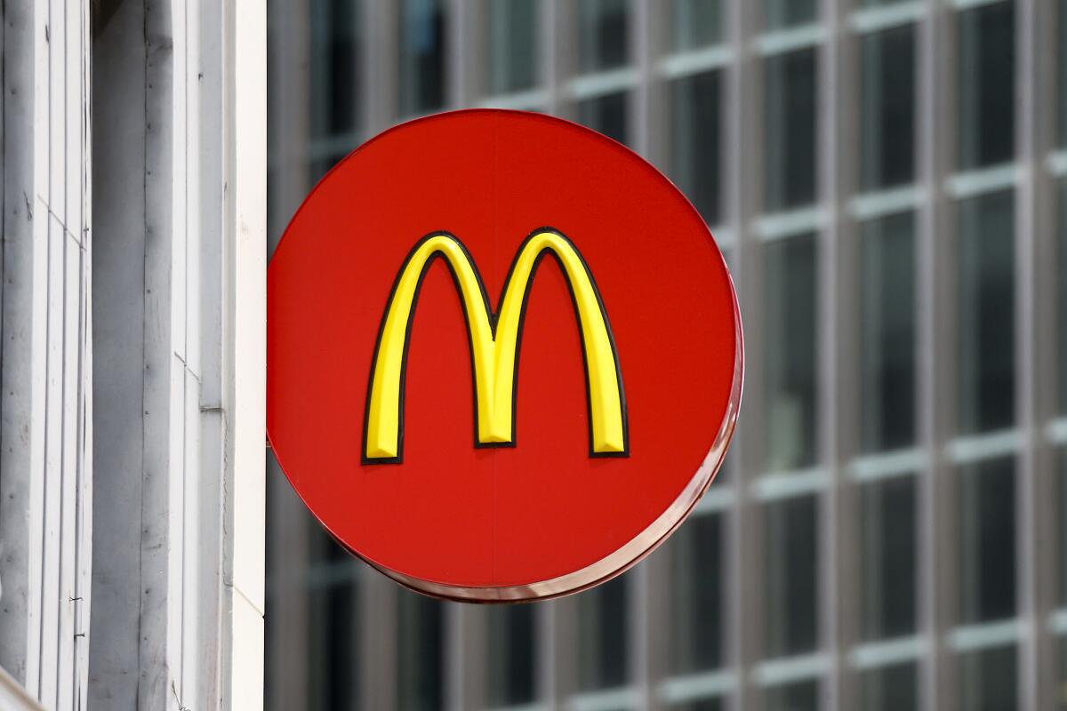 A McDonald's sign at a restaurant.