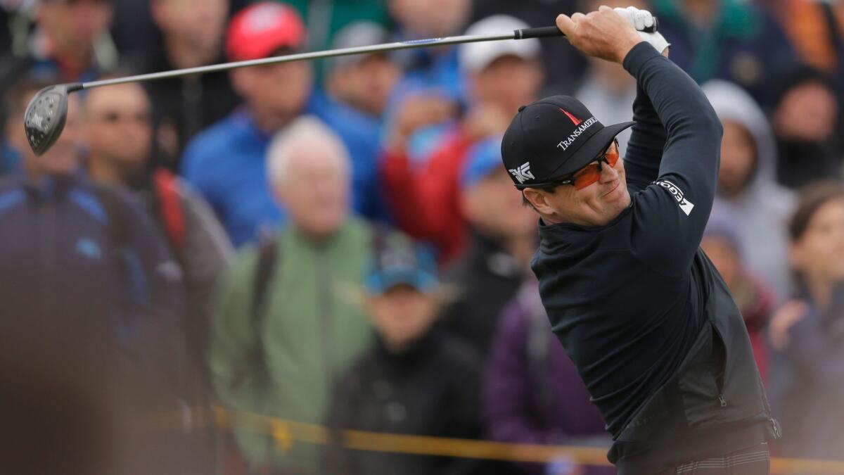 Zach Johnson plays a shot off the ninth tee during the second round of the British Open at Royal Birkdale on July 21.
