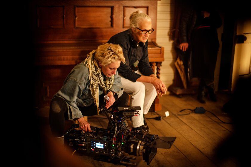 (L to R): Director of Photography Ari Wegner and director/writer/producer Jane Campion on the set of "Power of the Dog."