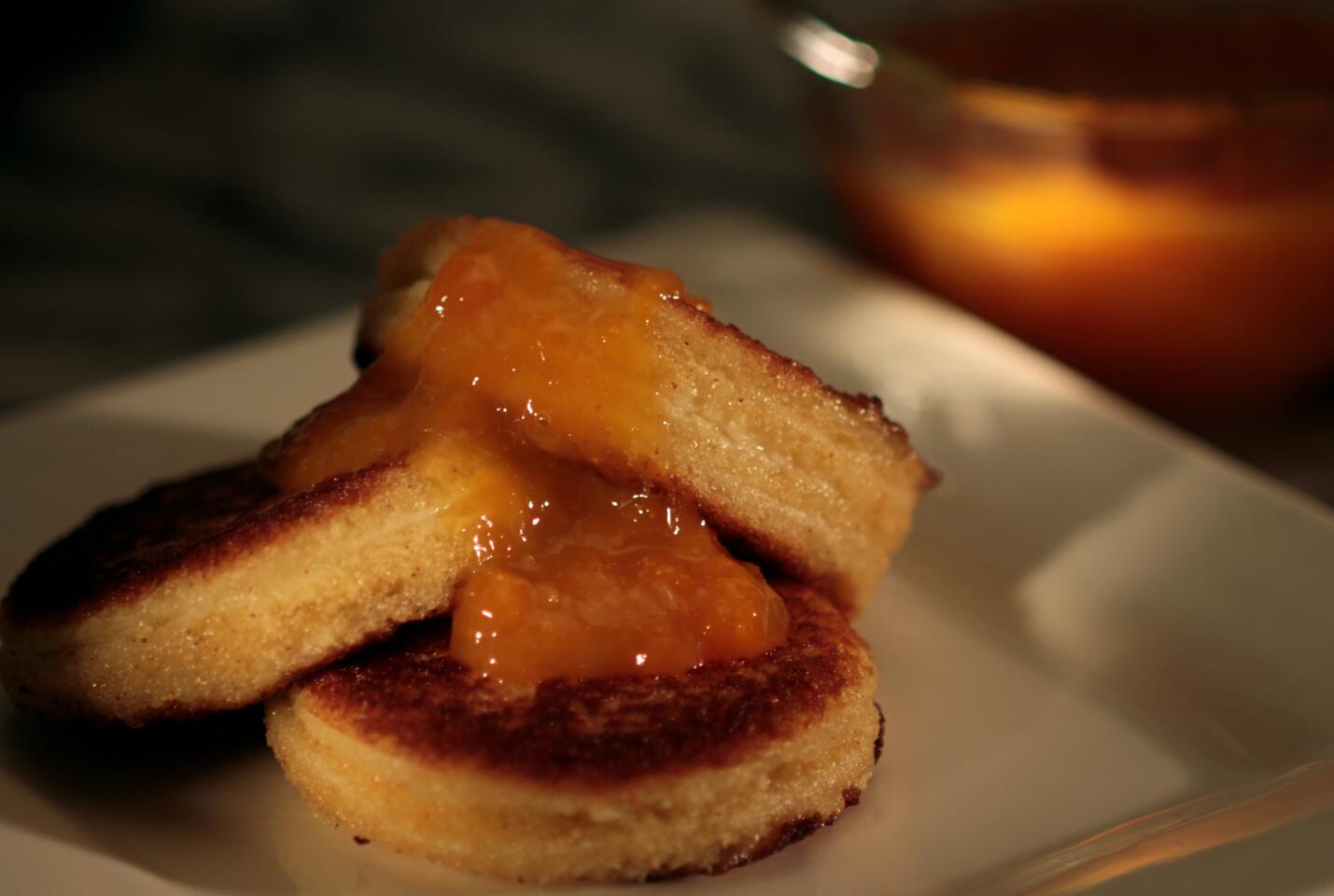 Mascarpone-stuffed French toast with orange compote