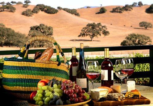 Rusack Winery near Solvang offers its visitors a picnic area with a view of the vineyard.
