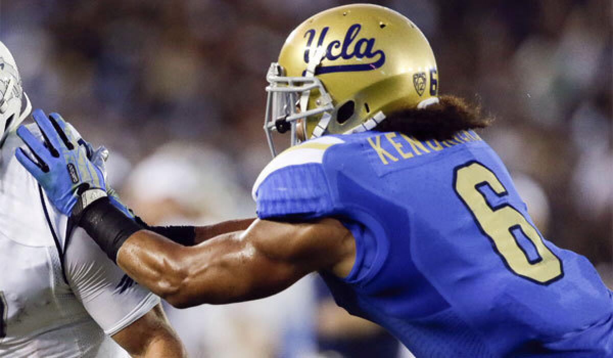 UCLA leading tackler Eric Kendricks didn't practice Tuesday after injuring his shoulder Saturday against Oregon.