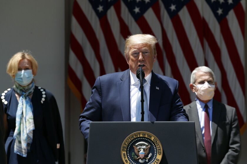 President Trump with coronavirus advisors Dr. Deborah Birx and Dr. Anthony Fauci.