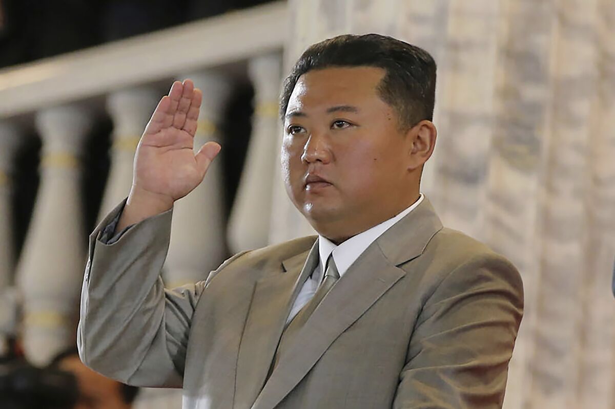 FILE - In this Sept. 9, 2021, file photo provided by the North Korean government, North Korean leader Kim Jong Un waves from a balcony toward the assembled troops and spectators during a celebration of the nation's 73rd anniversary at Kim Il Sung Square in Pyongyang, North Korea. North Korea's recent sword-rattling after months of relative quiet makes clear that leader Kim Jong Un is working on expanding his weapons arsenal. Independent journalists were not given access to cover the event depicted in this image distributed by the North Korean government. The content of this image is as provided and cannot be independently verified. (Korean Central News Agency/Korea News Service via AP, File)