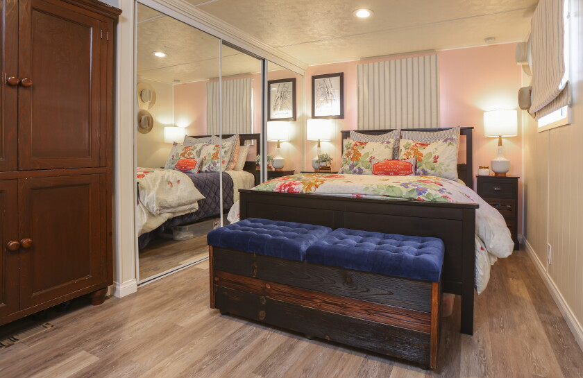 One of the first projects in the remodel was the decluttering, streamlining and “quieting” of the Pacettis' master bedroom.