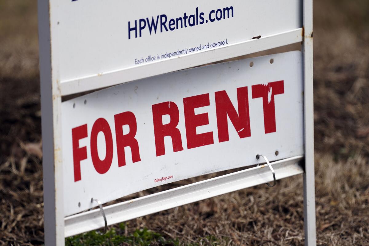 A "For Rent" sign 
