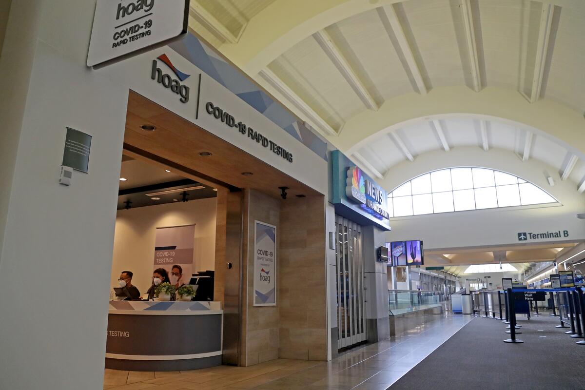 Hoag is offering COVID-19 rapid testing at John Wayne Airport.