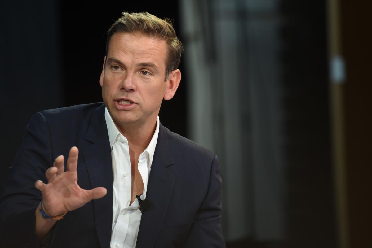  Lachlan Murdoch, executive chairman of Fox Corp., speaks at the New York Times DealBook conference on Nov. 1, 2018, in New York City.