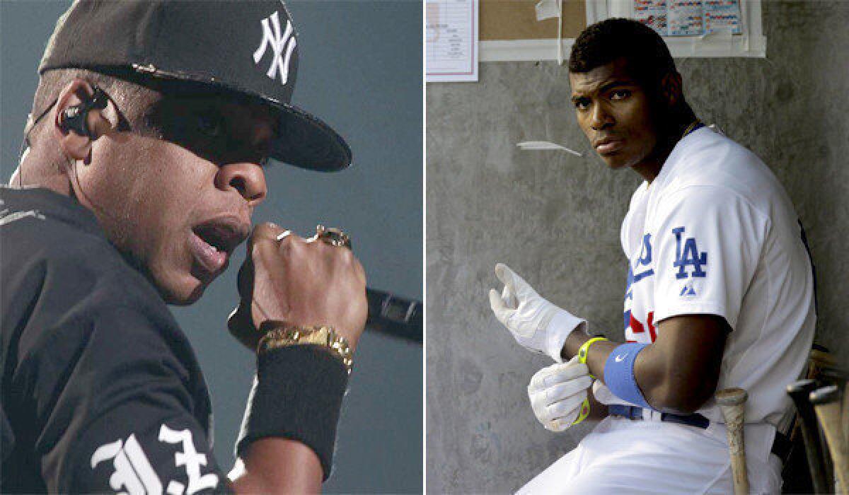 Jay-Z's Roc Nation Sports agency is reportedly looking to add Dodgers phenom Yasiel Puig to its collection of athletes.