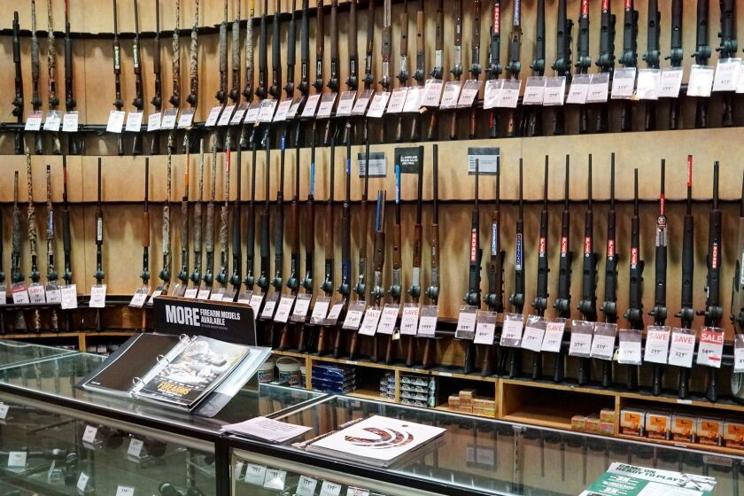 The gun department in a Dick's Sporting Goods store in Arlington, Va. on March 1, 2018. (Olivier Douliery/Abaca Press/TNS) ** OUTS - ELSENT, FPG, TCN - OUTS **