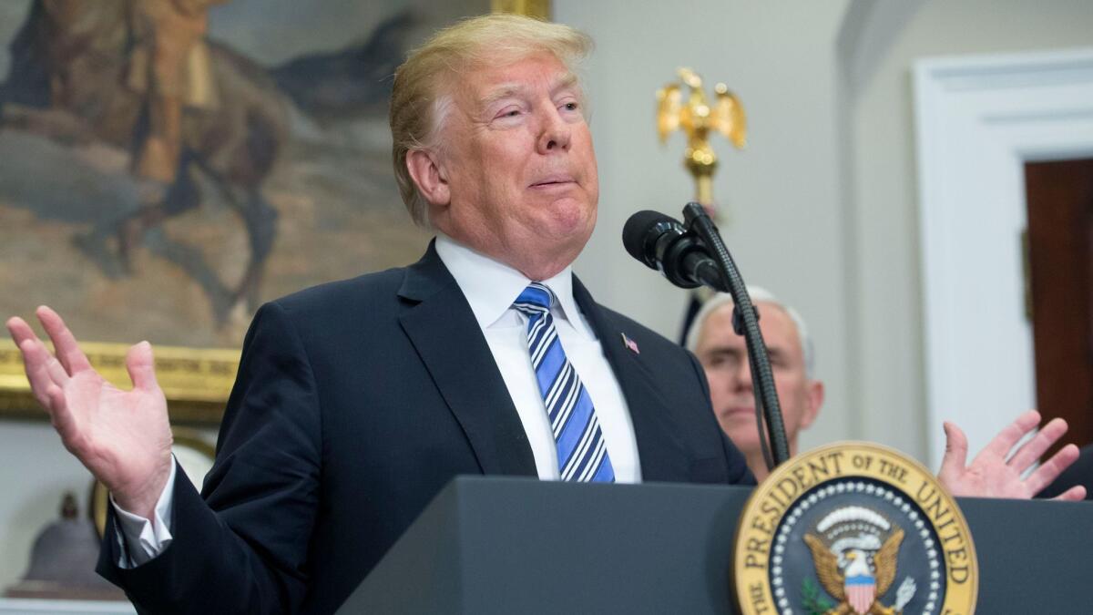 President Trump delivers remarks before signing a proclamation on steel and aluminum tariffs at the White House on Thursday.