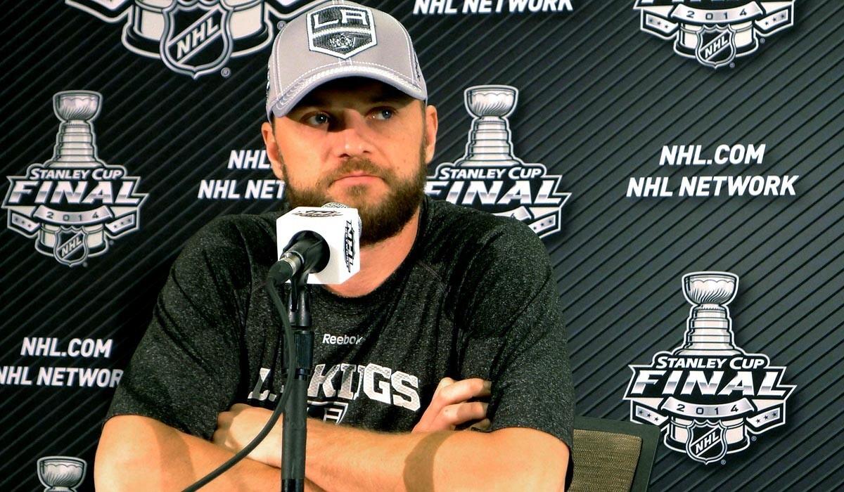 Veteran right wing Marian Gaborik fields questions from the media on Thursday at the Kings' training facility in El Segundo.