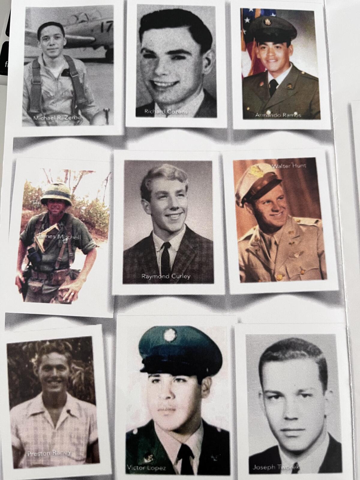 Some of the Fallen Mustangs remembered on the memorial.