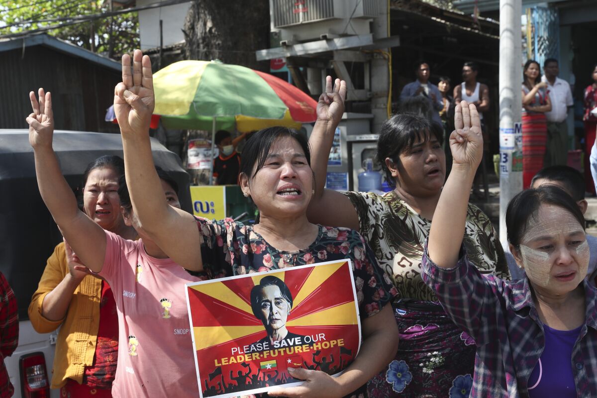 Women protest in Mandalay, Myanmar