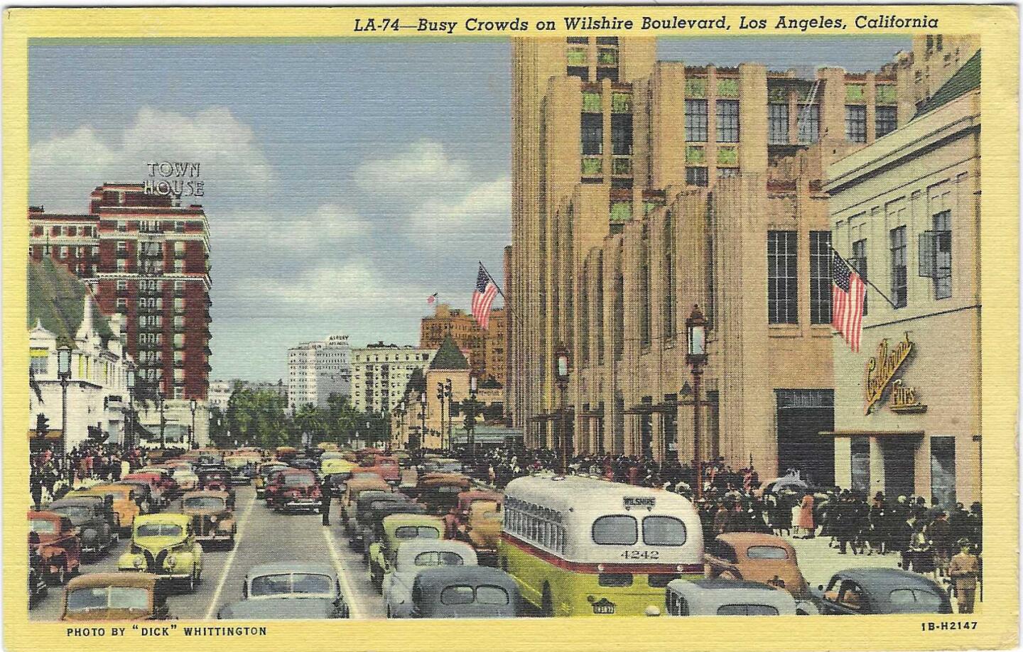Vintage postcard shows Wilshire Boulevard