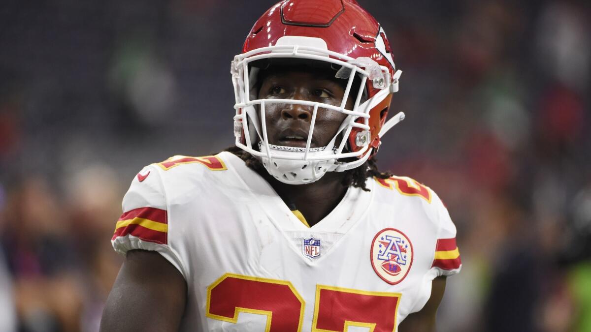 Kansas City Chiefs running back Kareem Hunt had scored 14 touchdowns for the Chiefs and was one of the offense's best weapons.