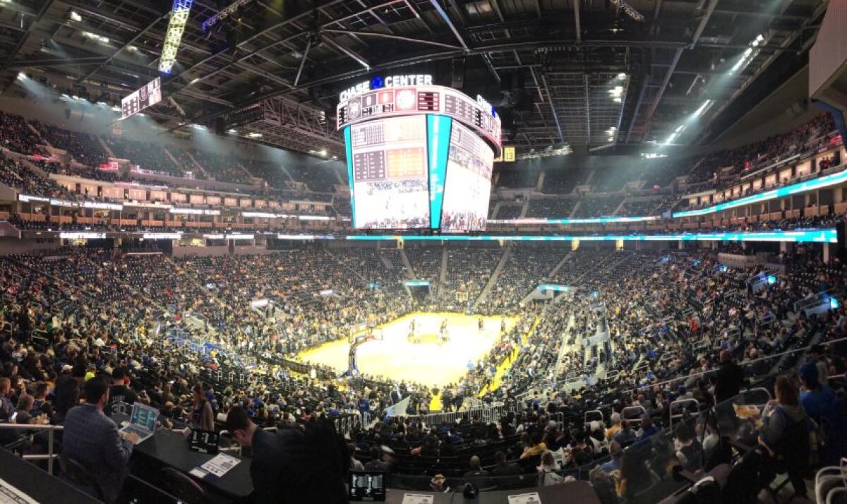 The Clippers play the Golden State Warriors at Chase Center on Tuesday night in San Francisco. (Andrew Greif / Los Angeles Times)