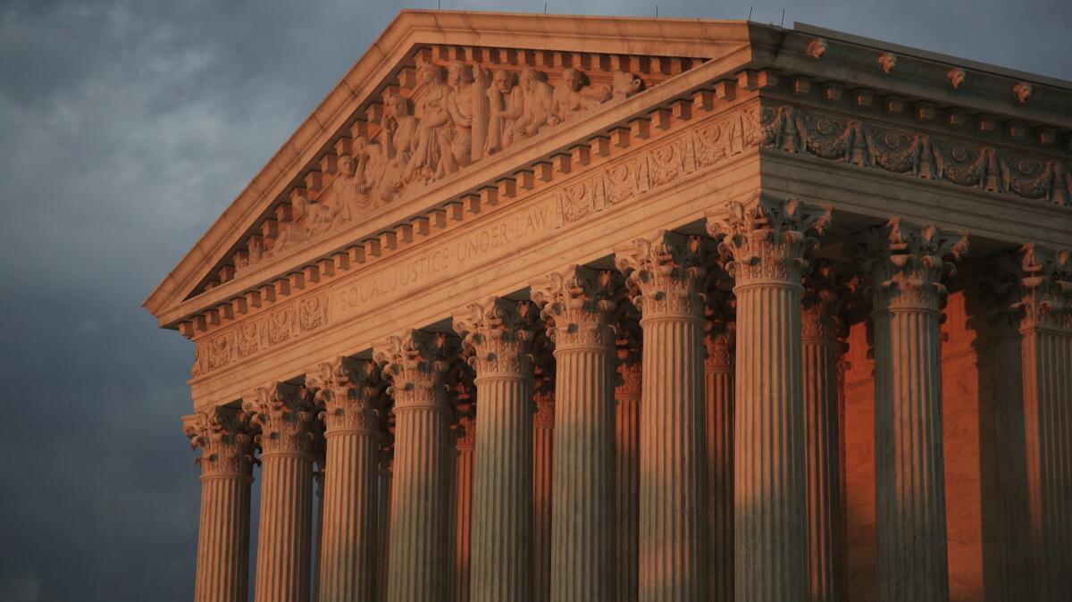 The Supreme Court at sunset in Washington on Oct. 4, 2018.
