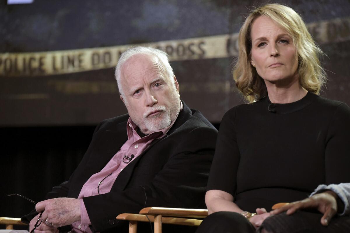 Richard Dreyfuss and Helen Hunt attend the "Shots Fired" panel at the Fox portion of the 2017 Winter TCA press tour on Jan. 11.
