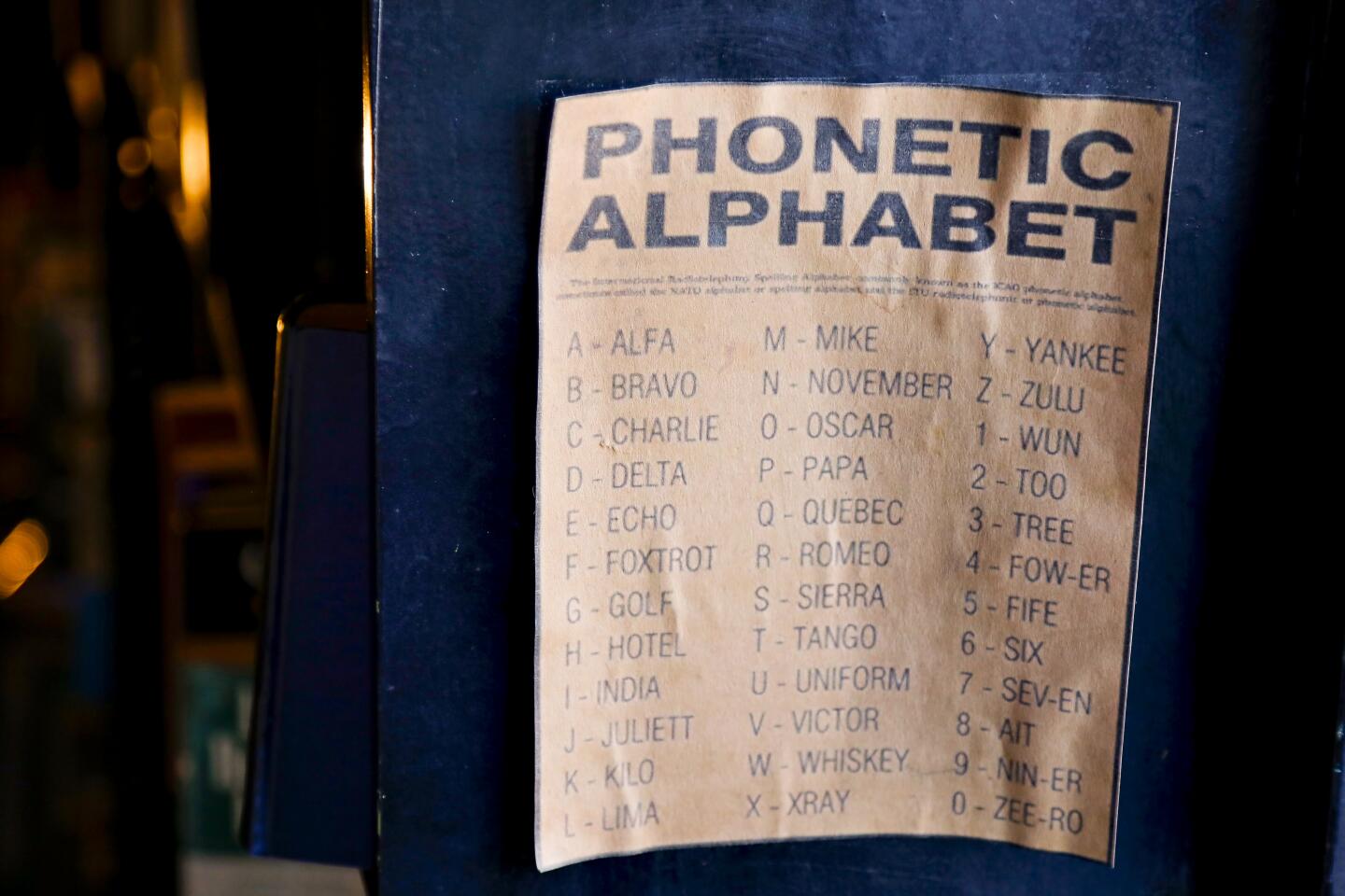 A copy of the phonetic alphabet is one of the many items at Lhooq Books, a funky vintage bookstore in Carlsbad Village. Sean Christopher, the owner recently received a 60-day eviction notice for both the shop and the adjoining house where he has raised his son, alone. He's hoping to achieve a stay of eviction on the property long enough to sell off his book inventory and find a new space without going bankrupt and ending up homeless with his son.