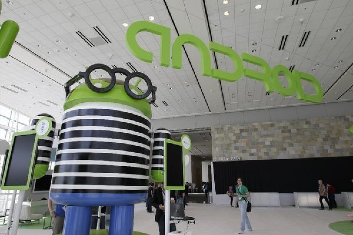 Google Android display at Google developers conference in 2012.