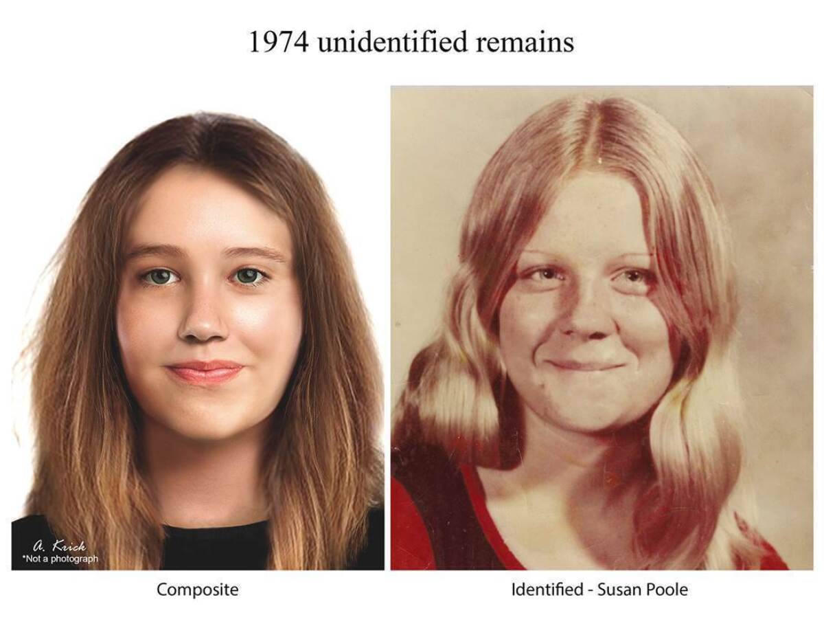 The Palm Beach County Sheriff's Office provided this photo of Susan Poole at a news conference on Thursday, June 2, 2022. Poole was 15 years old when she disappeared from her home near Fort Lauderdale a few days before Christmas in 1972. Investigators matched remains found near North Palm Beach, Florida, to Poole. (Palm Beach County Sheriff's Office/The Palm Beach Post via AP)