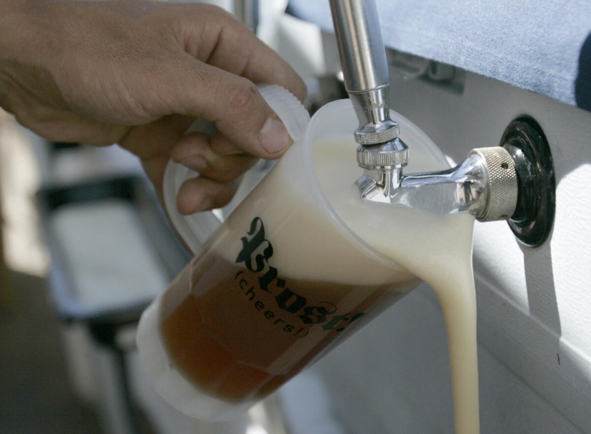 The world's first vegan Oktoberfest is headed to Santa Monica on Oct. 4. Pictured is a beer from an Oktoberfest event in Utah.