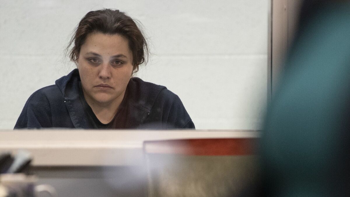 Heather Barron, mother of Anthony Avalos, appears in a Lancaster courtroom Friday.