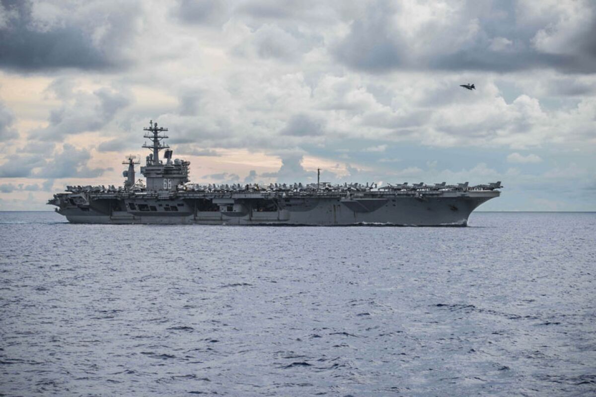 The aircraft carrier  Nimitz on the South China Sea.